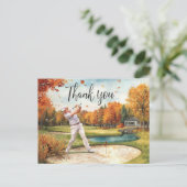 Golfer op golfbaan Herfst Thanksgiving Briefkaart (Staand voorkant)