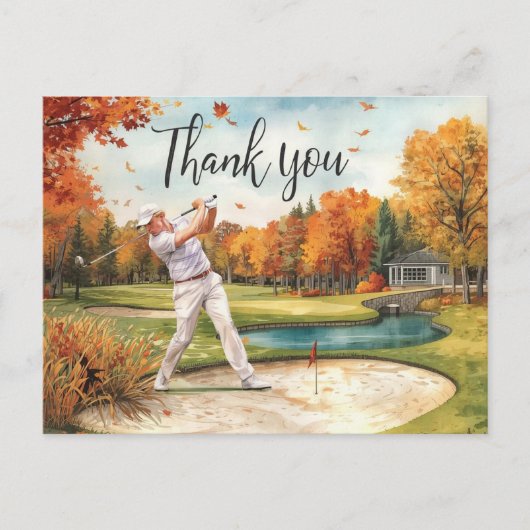 Golfer op golfbaan Herfst Thanksgiving Briefkaart (Voorkant)