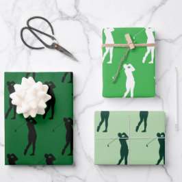 Golfer op het grasveld inpakpapier vel
