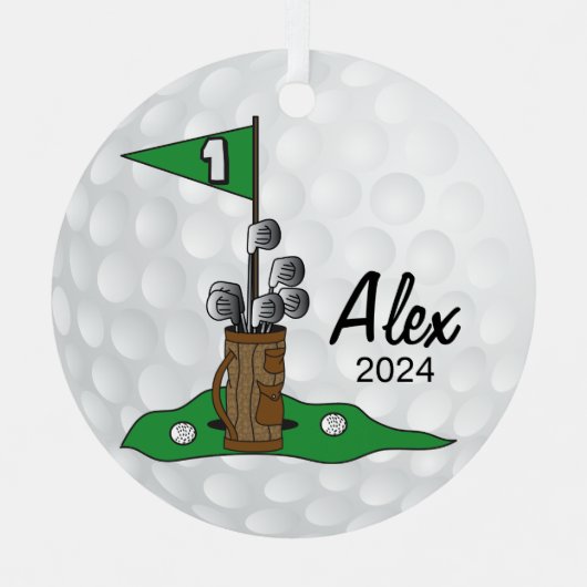 Golfer 🏌️‍♀️ op het groen | Golf Metalen Ornament (Voorkant)