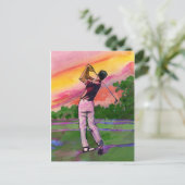 Golfer op het veld briefkaart (Staand voorkant)