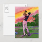 Golfer op het veld briefkaart (Voorkant / Achterkant)