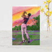 Golfer op het veld kaart (Gele Bloem)