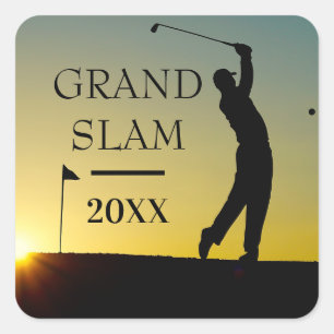 Golfer op Sunset Custom Golf Event Vierkante Sticker