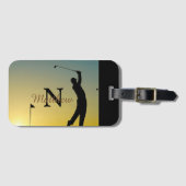 Golfer op zonsondergang gepersonaliseerd bagagelabel (Voorkant (horizontaal))