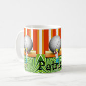 Golfer Oranje Streep Golfballen Mok (Voorkant links)