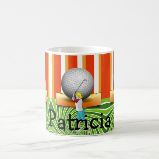Golfer Oranje Streep Golfballen Mok (Center)