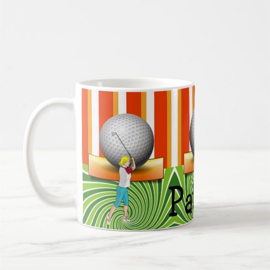 Golfer Oranje Stripe Golf Balls Mok (Links)