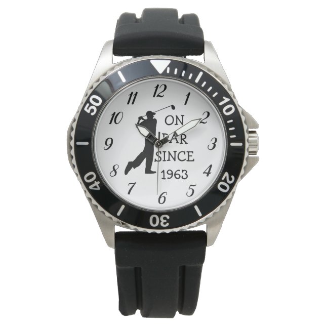 Golfer Par 60th Verjaardag Zwart Golf Elegant Papa Horloge (Voorkant)