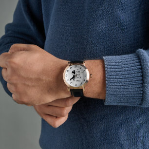 Golfer Par 70th Verjaardag Zwart Golf Elegant Papa Horloge