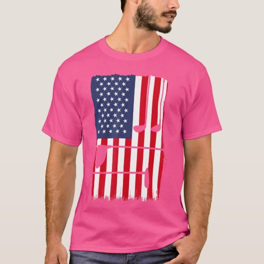 Golfer Patriottische Amerikaanse vlag Golfen Veren T-shirt (Voorkant)