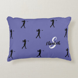 Golfer Patroon Geborduurd Golf Sport Periwinkle Accent Kussen