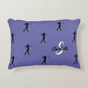 Golfer Patroon Geborduurd Golf Sport Periwinkle Accent Kussen