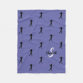 Golfer Patroon Monogram Periwinkle Blauw Voor Haar Fleece Deken (Voorkant)