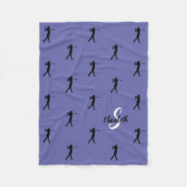 Golfer Patroon Monogram Periwinkle Blauw Voor Haar Fleece Deken