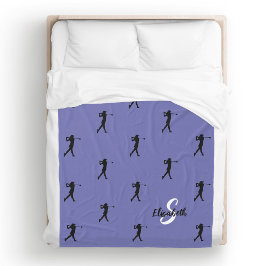 Golfer Patroon Monogram Periwinkle Blauwe Fleece Deken