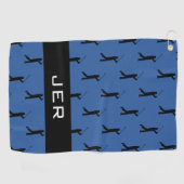 Golfer Pattern Gepersonaliseerd Monogrammed Blauw  Golfhanddoek (Horizontaal)