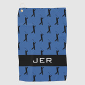 Golfer Pattern Gepersonaliseerd Monogrammed Blauw  Golfhanddoek (Voorkant)