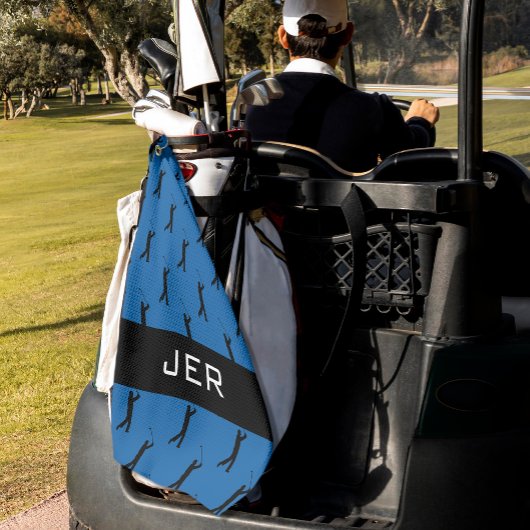 Golfer Pattern Gepersonaliseerd Monogrammed Blauw  Golfhanddoek
