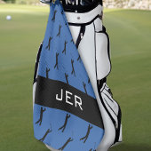 Golfer Pattern Gepersonaliseerd Monogrammed Blauw  Golfhanddoek