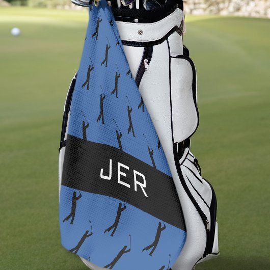 Golfer Pattern Gepersonaliseerd Monogrammed Blauw  Golfhanddoek