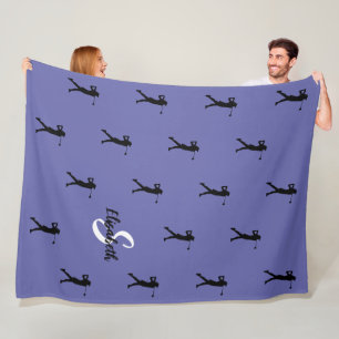 Golfer Pattern Monogram Name Initiaal Periwinkle Fleece Deken