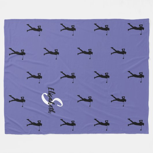 Golfer Pattern Monogram Name Initiaal Periwinkle Fleece Deken (Voorkant (Horizontaal))