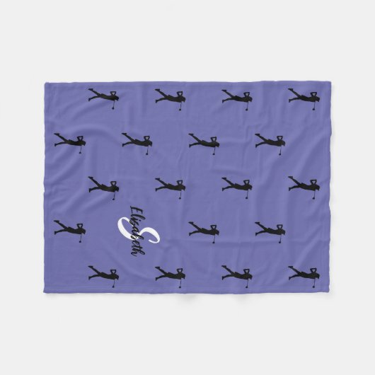 Golfer Pattern Monogrammed Periwinkle Blue voor ha Fleece Deken (Voorkant (Horizontaal))