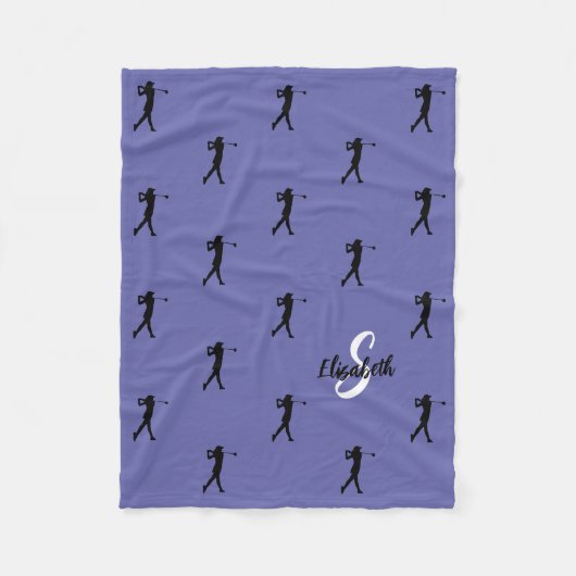 Golfer Pattern Monogrammed Periwinkle Blue voor ha Fleece Deken (Voorkant)