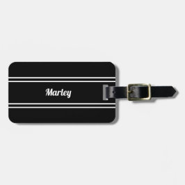 Golfer Personalized Name Modern Black & White Bagagelabel