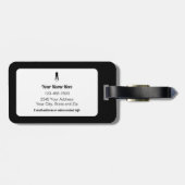 Golfer Personalized Name Modern Black & White Bagagelabel (Achterkant horizontaal)