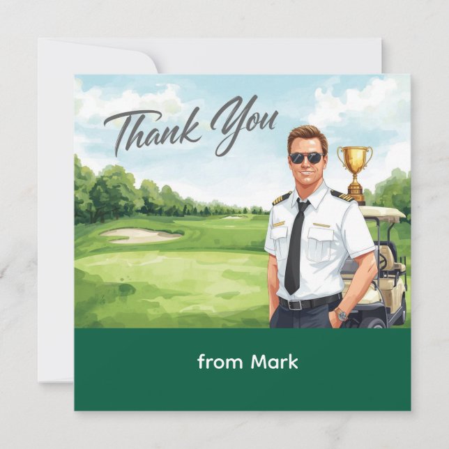 Golfer Piloot Luchtvaart Industrie Golfen Dank U  (Voorkant)