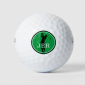 Golfer Player Modern Sports Monogram Green Black Golfballen (Voorkant)