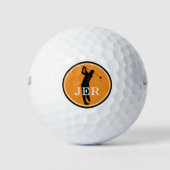 Golfer Player Modern Sports Monogram Oranje Black Golfballen (Voorkant)