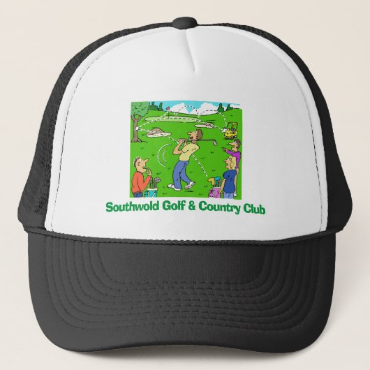 Golfer Plays Golf & heeft een bocht drive. Trucker Pet (Voorkant)