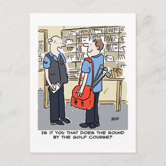 Golfer Postbode Houdt van Golf Cartoon Briefkaart (Voorkant)
