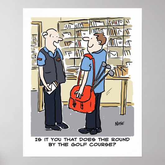 Golfer Postbode Houdt van Golf Cartoon Poster (Voorkant)