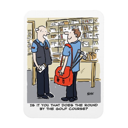 Golfer Postman Loves Golf Cartoon Magneet (Verticaal)