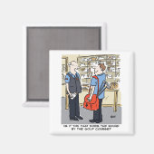 Golfer Postman Loves Golf Cartoon Magneet (Voorkant / Achterkant)