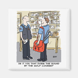 Golfer Postman Loves Golf Cartoon Magneet
