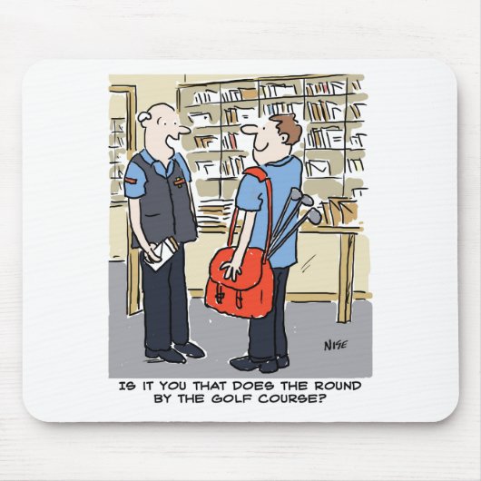 Golfer Postman Loves Golf Cartoon Muismat (Voorkant)