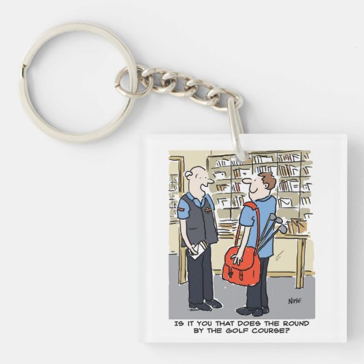 Golfer Postman Loves Golf Cartoon Sleutelhanger (voorkant)