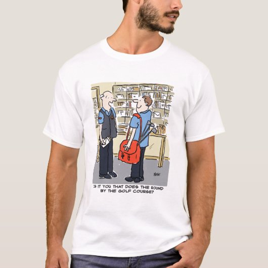 Golfer Postman Loves Golf Cartoon T-shirt (Voorkant)