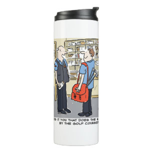 Golfer Postman loves Golf Cartoon Thermal Tumbler Thermosbeker