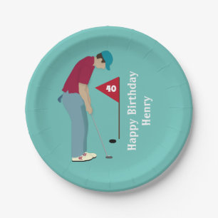 Golfer Putting Birthday Papieren Bordje