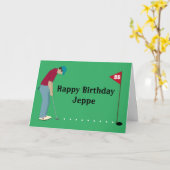Golfer Putting Golf Ball Birthday Kaart (Gele Bloem)