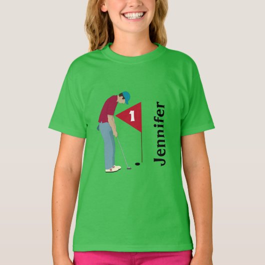 Golfer Putting Golf Ball Design T-shirt (Voorkant)