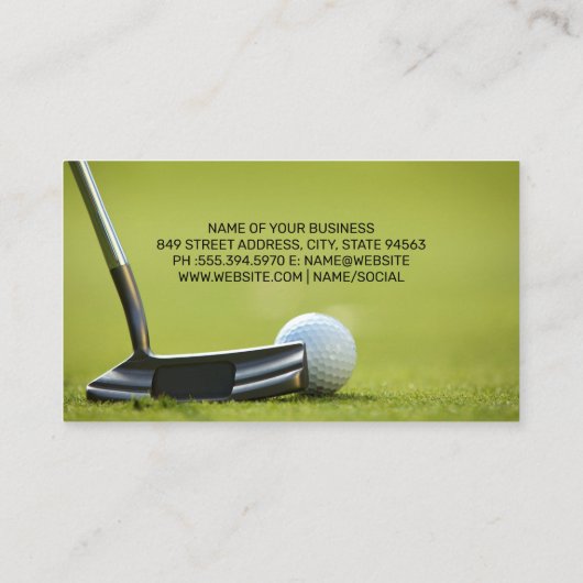 Golfer Putting on Golf Course Visitekaartje (Achterkant)