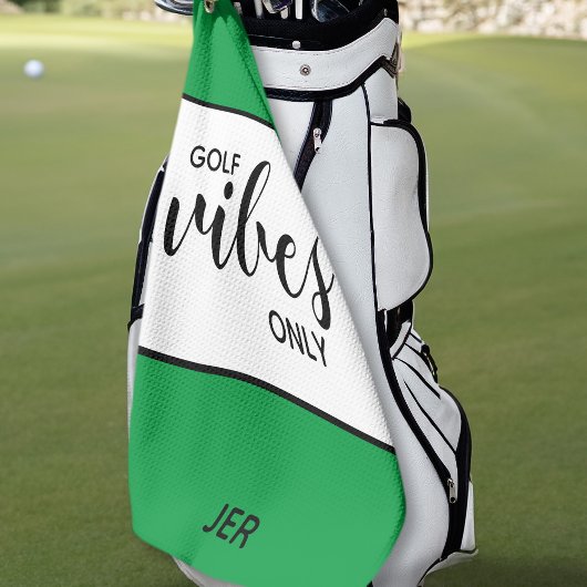 Golfer Quote Golf Vibes Only Green Golfhanddoek