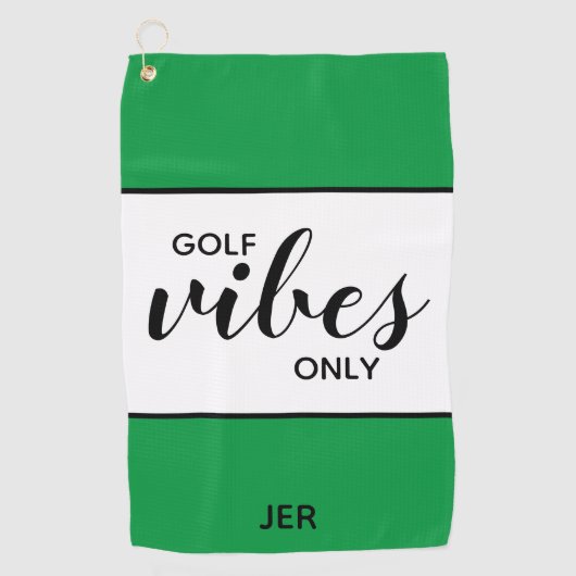 Golfer Quote Golf Vibes Only Green Golfhanddoek (Voorkant)